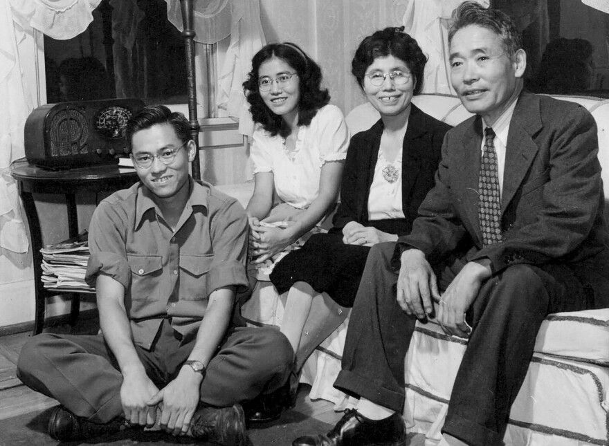 Gyo Obata (left) enjoying family time with his sister, Yuri, and his parents, Haruko and Chiura Obata