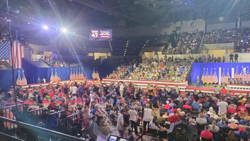 Part of the audience at a Donald Trump rally in La Crosse August 29.