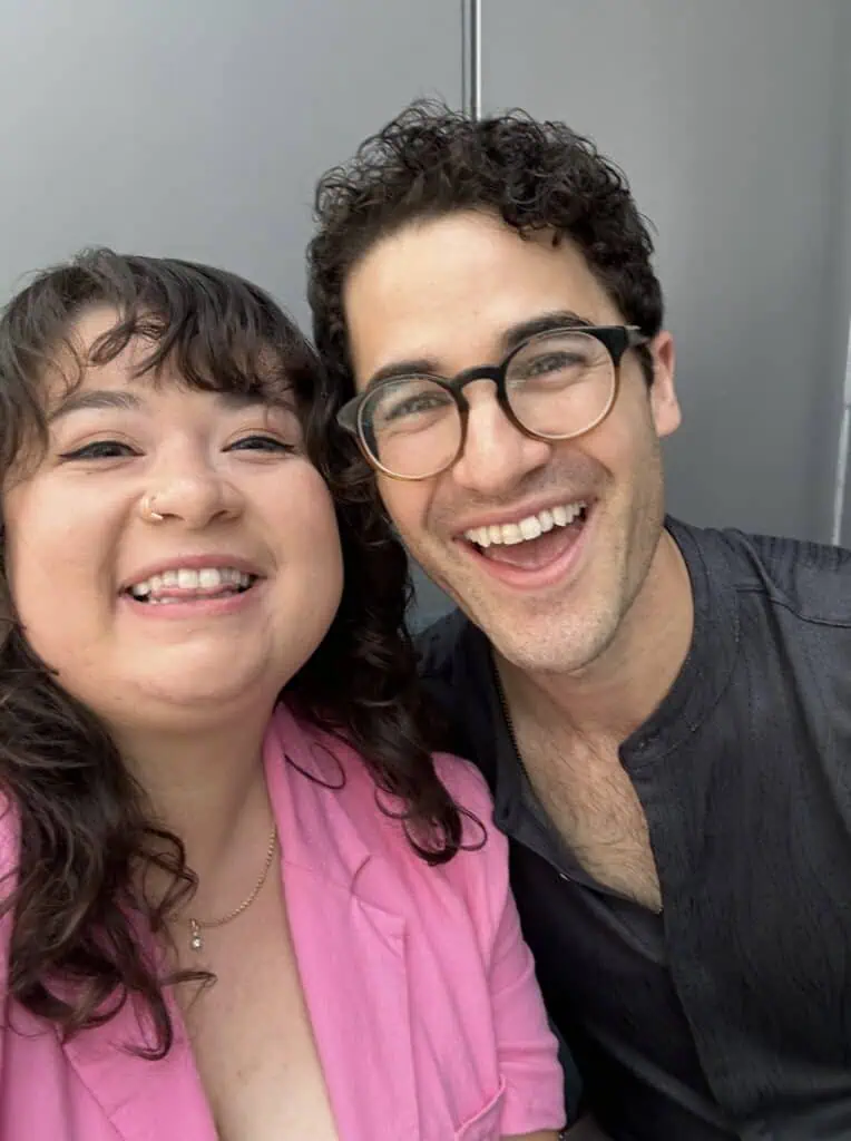 Selfie of writer Bri Ng Schwartz and actor Darren Criss.