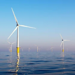 Off-shore wind turbines create energy. Credit: Raphael Ruz/Shutterstock