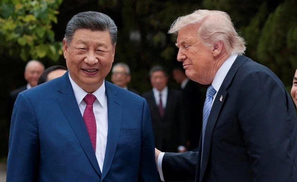US President Donald Trump speaks with Chinese President Xi Jinping while leaving after a visit to the Zhongnanhai Garden in Beijing, China, on 15 May 2026.
