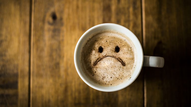 A cup of coffee with a sad face (file image).