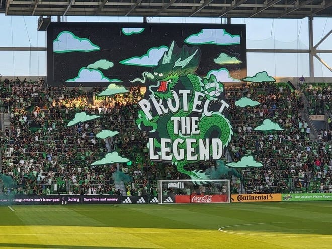 Austin FC fans unveiled a tifo honoring Asian American and Pacific Islander Heritage month during Saturday’s game at Q2 Stadium vs. Kansas City.