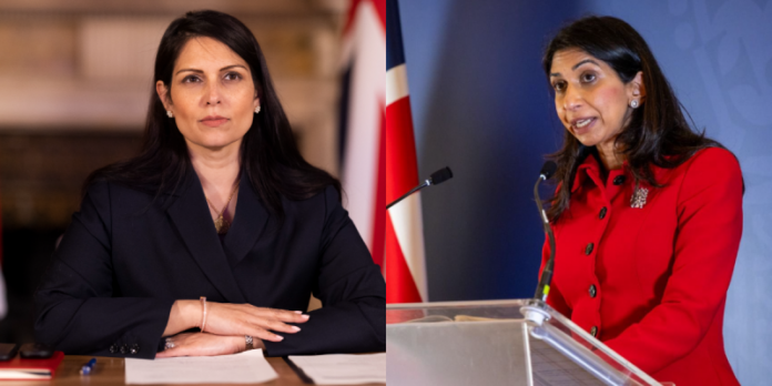 Priti Patel and Suella Braverman. Photos: Their X accounts.