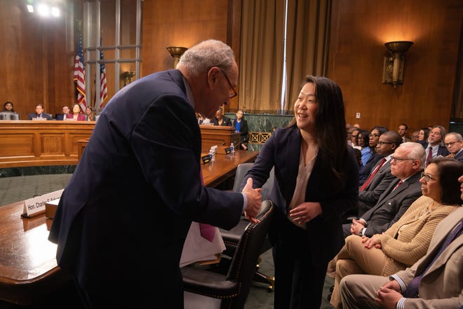 U.S. Sen. Charles Schumer and Monroe County Court Judge Meredith Vacca earlier this year after her nomination to the federal bench.